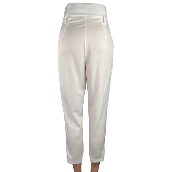 Venti6 White High Waist Paperbag Pleated Tapered Leg Crop Ankle Pants Size S - Picture 3 of 5